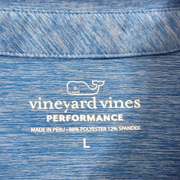 Vineyard Vines Performance Golf Polo Shirt Mens Large Heather Blue Short Sleeve - Picture 10 of 13